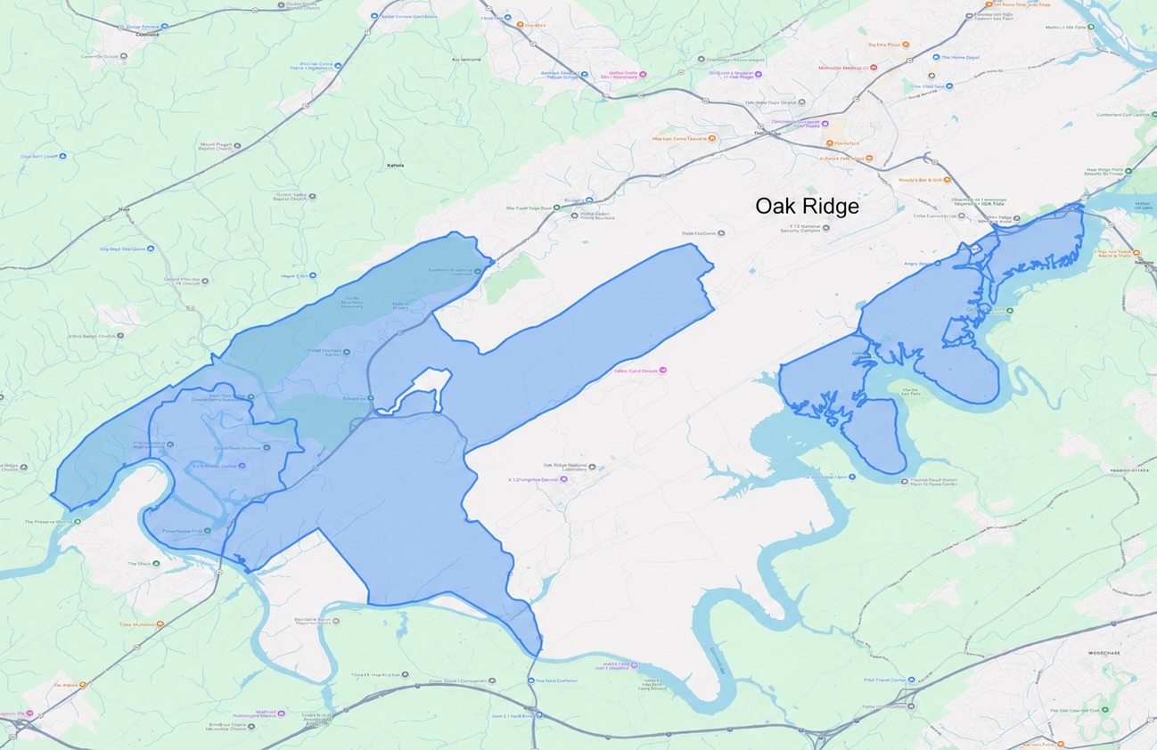 Map of the LandWatch Monitored Area at the Oak Ridge Reservation